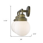 Portsmith Raw Brass Vanity with Opal Glass Globes, 3-Light 10 Portsmith Raw Brass Vanity with Opal Glass Globes, 3-Light
