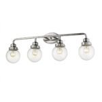 4-Light Polished Nickel Vanity With Clear Glass Globes 10 4-Light Polished Nickel Vanity With Clear Glass Globes