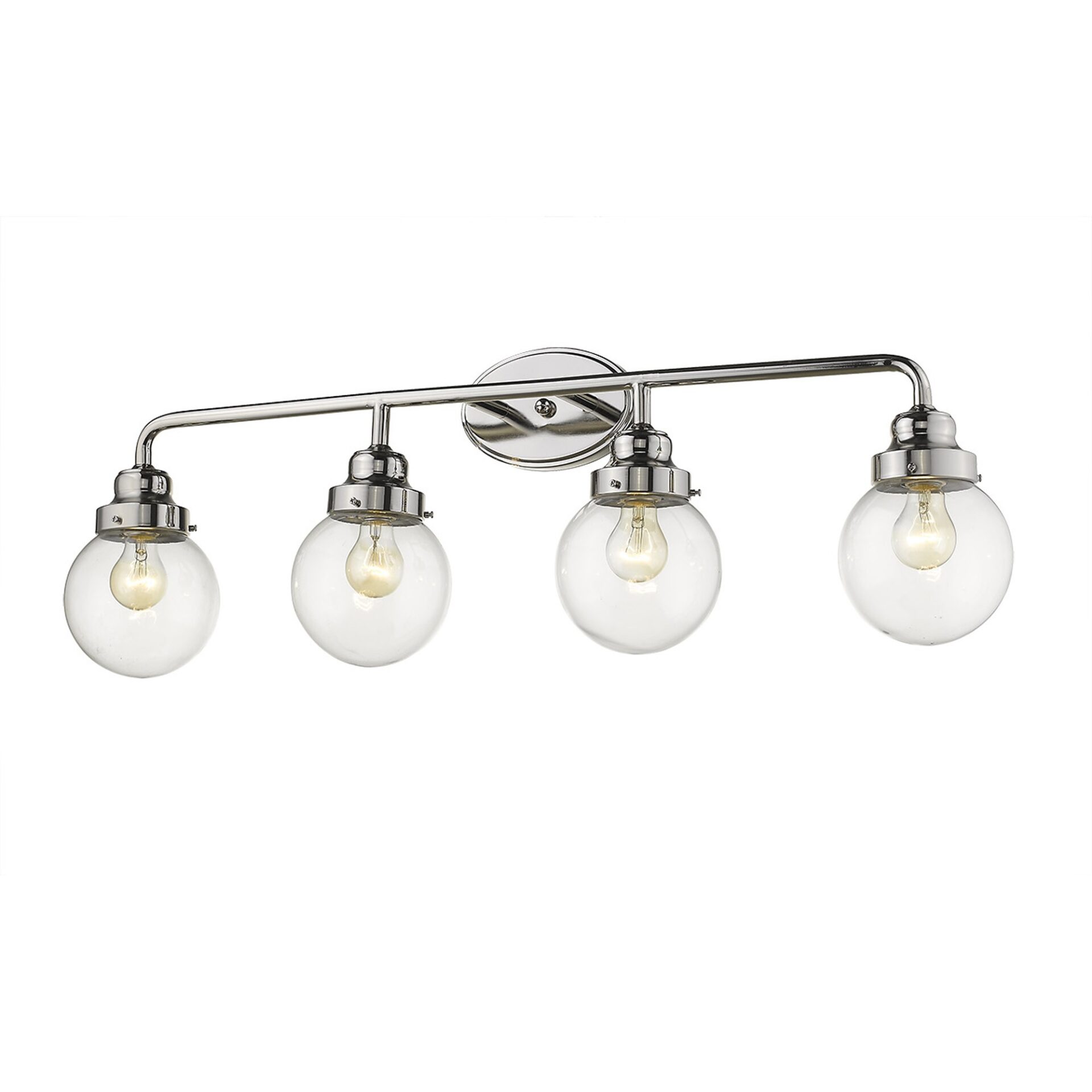 4-Light Polished Nickel Vanity With Clear Glass Globes 3 4-Light Polished Nickel Vanity With Clear Glass Globes - Image 3