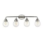 4-Light Polished Nickel Vanity With Clear Glass Globes 11 4-Light Polished Nickel Vanity With Clear Glass Globes