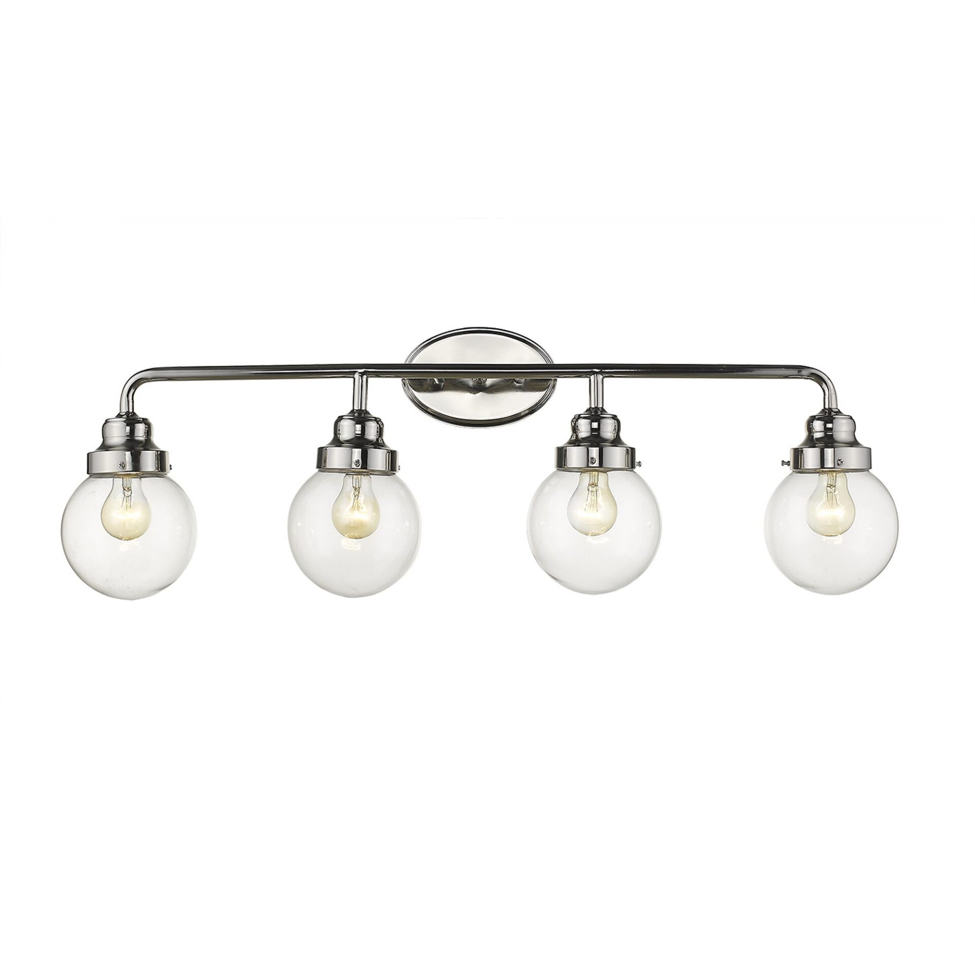 4-Light Polished Nickel Vanity With Clear Glass Globes 4 4-Light Polished Nickel Vanity With Clear Glass Globes - Image 4