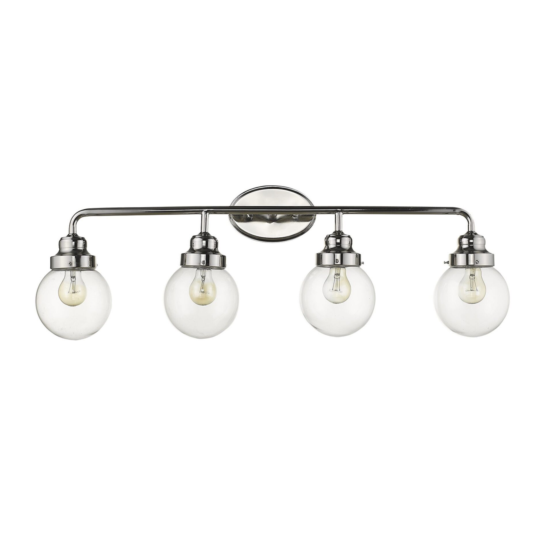 4-Light Polished Nickel Vanity With Clear Glass Globes 5 4-Light Polished Nickel Vanity With Clear Glass Globes - Image 5
