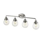 4-Light Polished Nickel Vanity With Clear Glass Globes 13 4-Light Polished Nickel Vanity With Clear Glass Globes