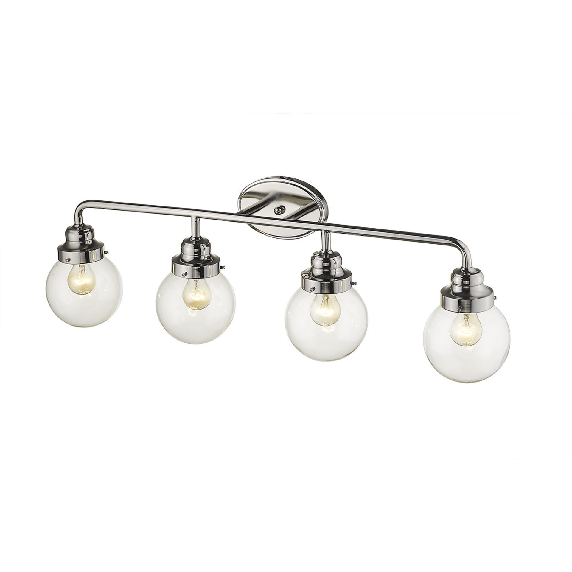 4-Light Polished Nickel Vanity With Clear Glass Globes 6 4-Light Polished Nickel Vanity With Clear Glass Globes - Image 6