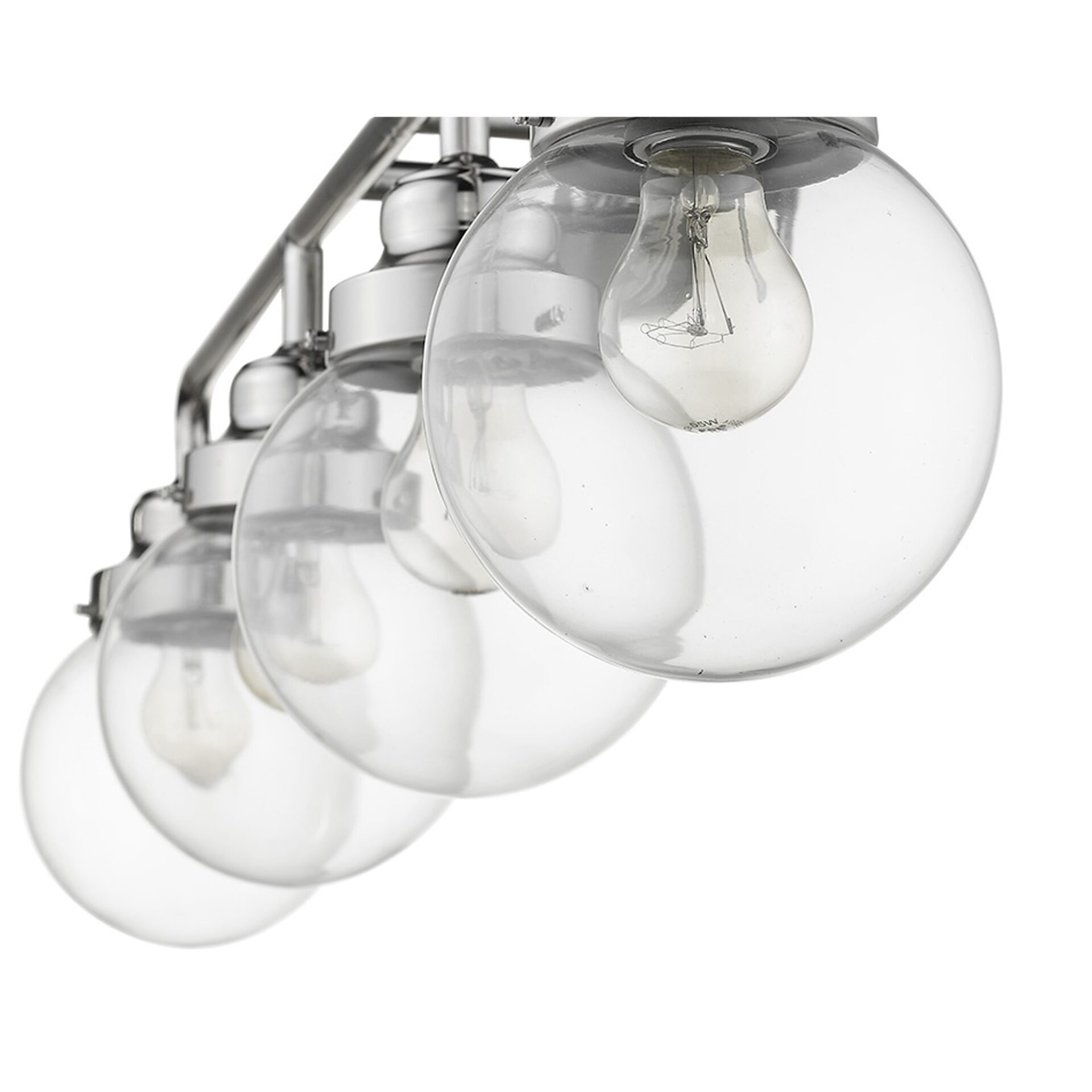 4-Light Polished Nickel Vanity With Clear Glass Globes 2 4-Light Polished Nickel Vanity With Clear Glass Globes - Image 2