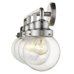 4-Light Polished Nickel Vanity With Clear Glass Globes 8 4-Light Polished Nickel Vanity With Clear Glass Globes