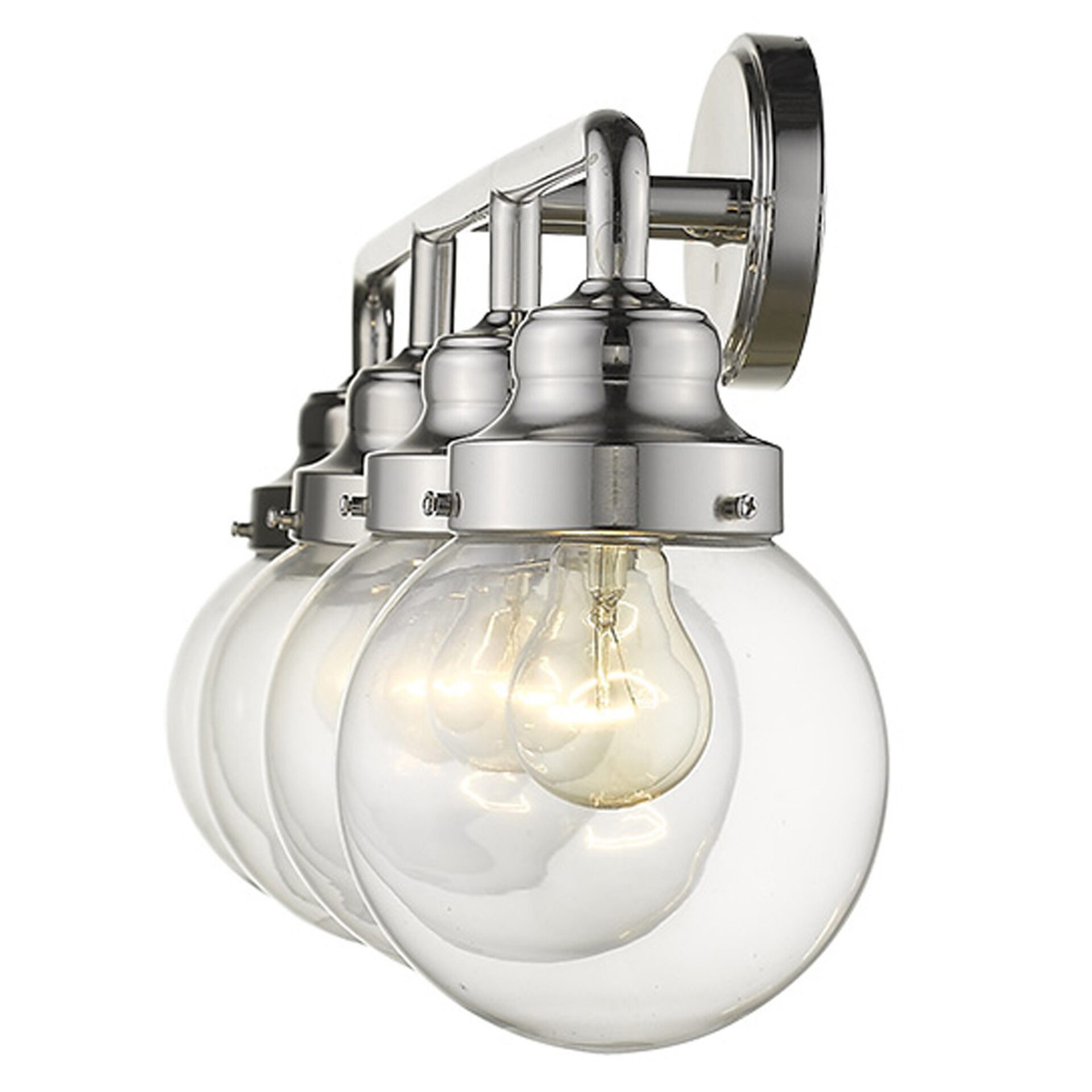 4-Light Polished Nickel Vanity With Clear Glass Globes 1 4-Light Polished Nickel Vanity With Clear Glass Globes
