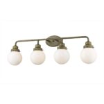 Portsmith Retro Brass Vanity Light with Opal Glass Globes 9 Portsmith Retro Brass Vanity Light with Opal Glass Globes