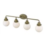 Portsmith Retro Brass Vanity Light with Opal Glass Globes 15 Portsmith Retro Brass Vanity Light with Opal Glass Globes