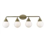 Portsmith Retro Brass Vanity Light with Opal Glass Globes 11 Portsmith Retro Brass Vanity Light with Opal Glass Globes