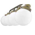 Portsmith Retro Brass Vanity Light with Opal Glass Globes 12 Portsmith Retro Brass Vanity Light with Opal Glass Globes