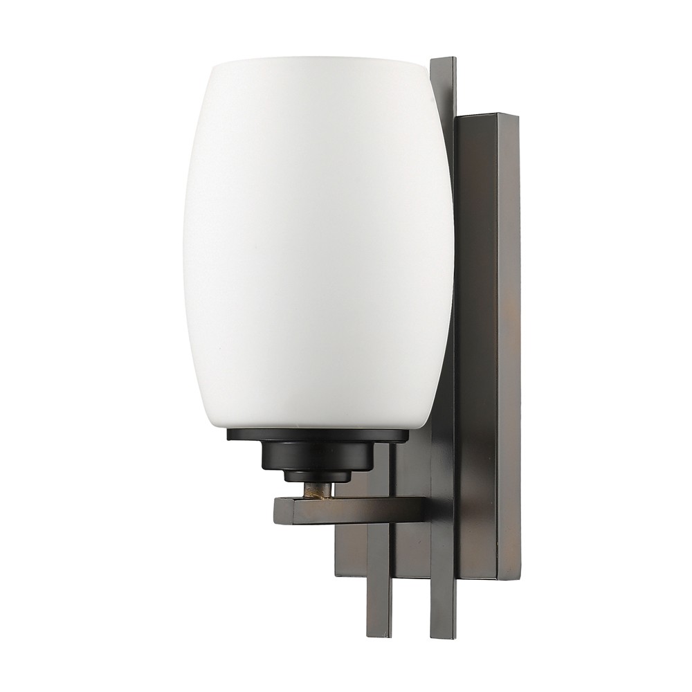 Geometric Bronze Wall Sconce with Frosted Glass Shade 2 Geometric Bronze Wall Sconce with Frosted Glass Shade - Image 2