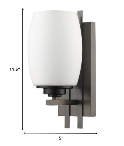 Geometric Bronze Wall Sconce with Frosted Glass Shade 5 Geometric Bronze Wall Sconce with Frosted Glass Shade - Image 5