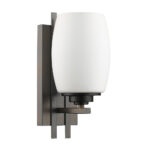 Geometric Bronze Wall Sconce with Frosted Glass Shade 6 Geometric Bronze Wall Sconce with Frosted Glass Shade