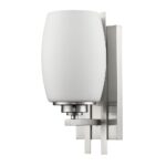 Geometric Silver Wall Sconce with Frosted Glass Shade 6 Geometric Silver Wall Sconce with Frosted Glass Shade