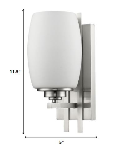 Geometric Silver Wall Sconce with Frosted Glass Shade 5 Geometric Silver Wall Sconce with Frosted Glass Shade - Image 5
