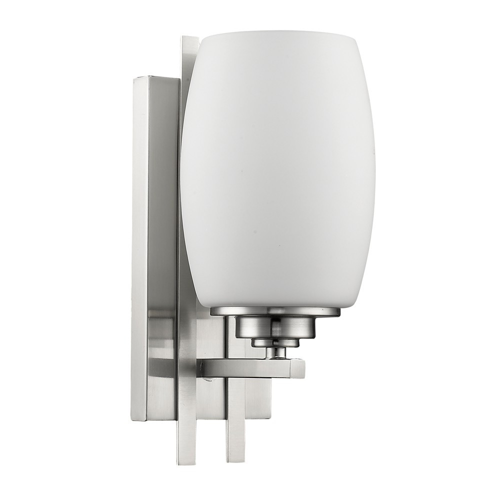 Geometric Silver Wall Sconce with Frosted Glass Shade 2 Geometric Silver Wall Sconce with Frosted Glass Shade - Image 2