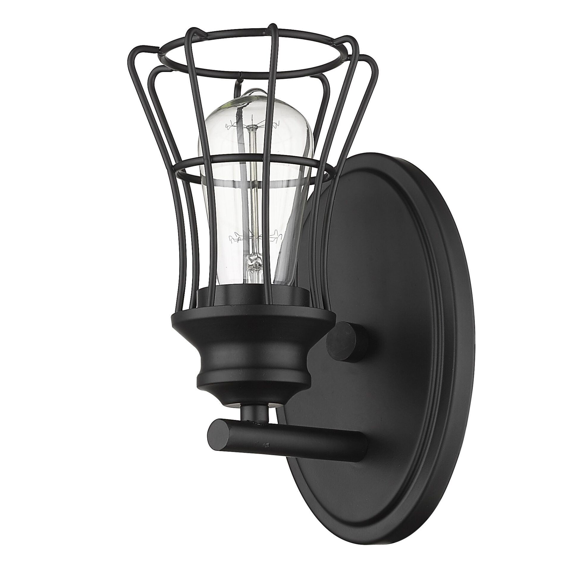 Matte Black Vintage Industrial Cage Wall Sconce 1 Matte Black Vintage Industrial Cage Wall Sconce