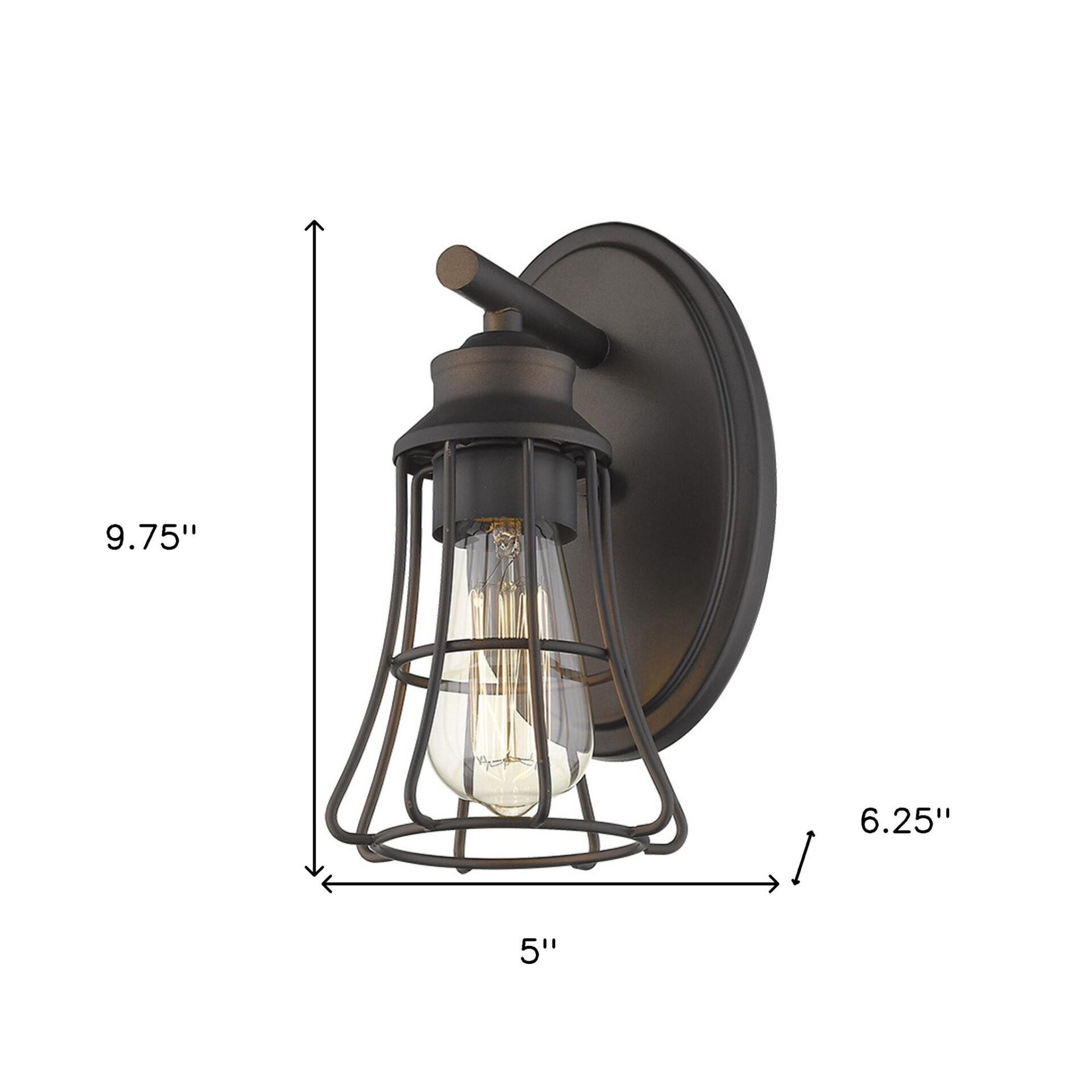 Bronze Cage Wall Sconce with Vintage Industrial Design 5 Bronze Cage Wall Sconce with Vintage Industrial Design - Image 5