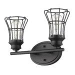 Matte Black Industrial Cage Wall Sconce, Two-Light Design