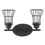 Matte Black Industrial Cage Wall Sconce, Two-Light Design