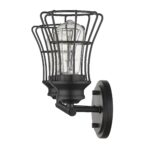Matte Black Industrial Cage Wall Sconce, Two-Light Design