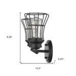 Matte Black Industrial Cage Wall Sconce, Two-Light Design