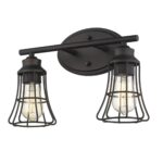 Vintage Bronze Industrial Cage Wall Sconce with Two Lights 12 Vintage Bronze Industrial Cage Wall Sconce with Two Lights