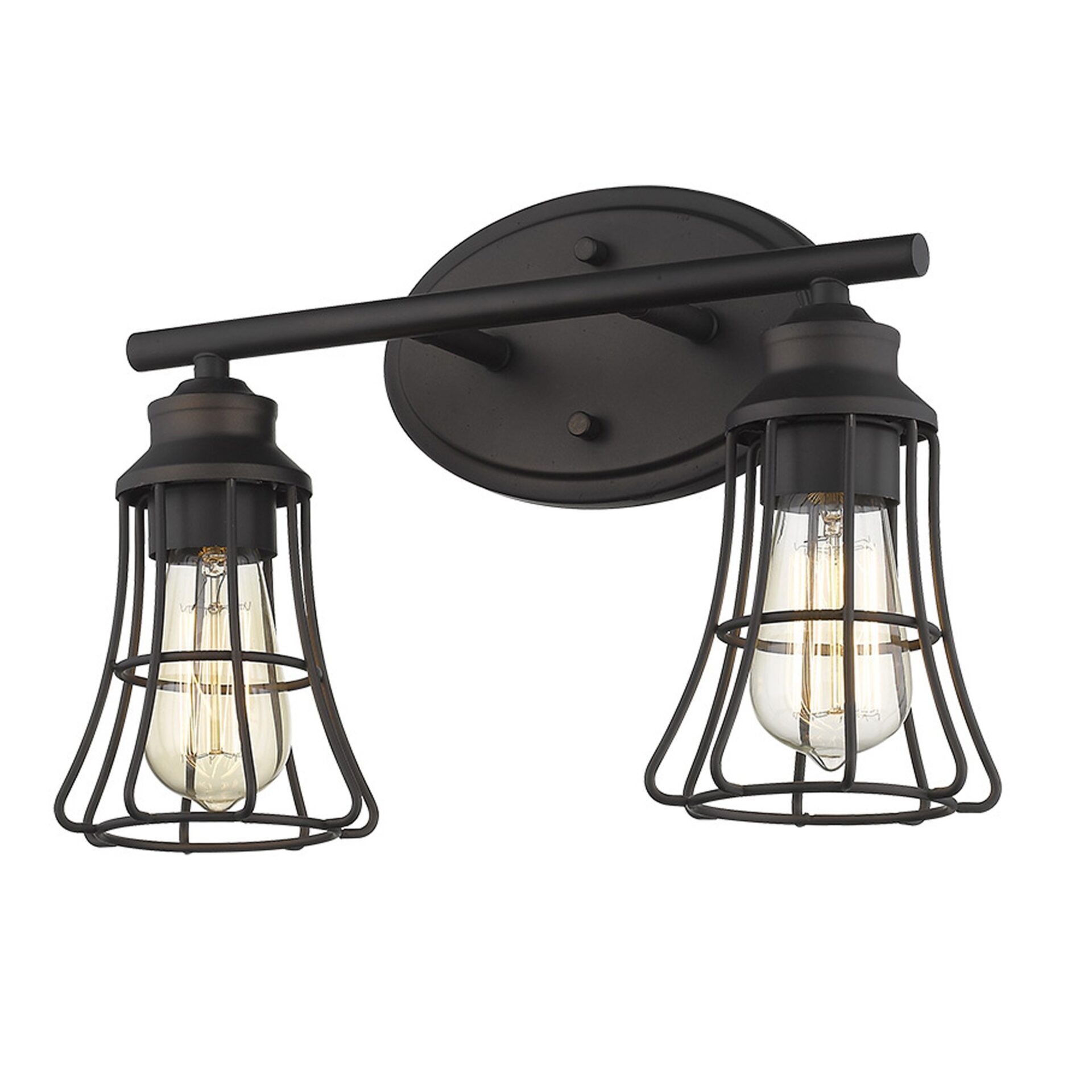 Vintage Bronze Industrial Cage Wall Sconce with Two Lights 4 Vintage Bronze Industrial Cage Wall Sconce with Two Lights - Image 4