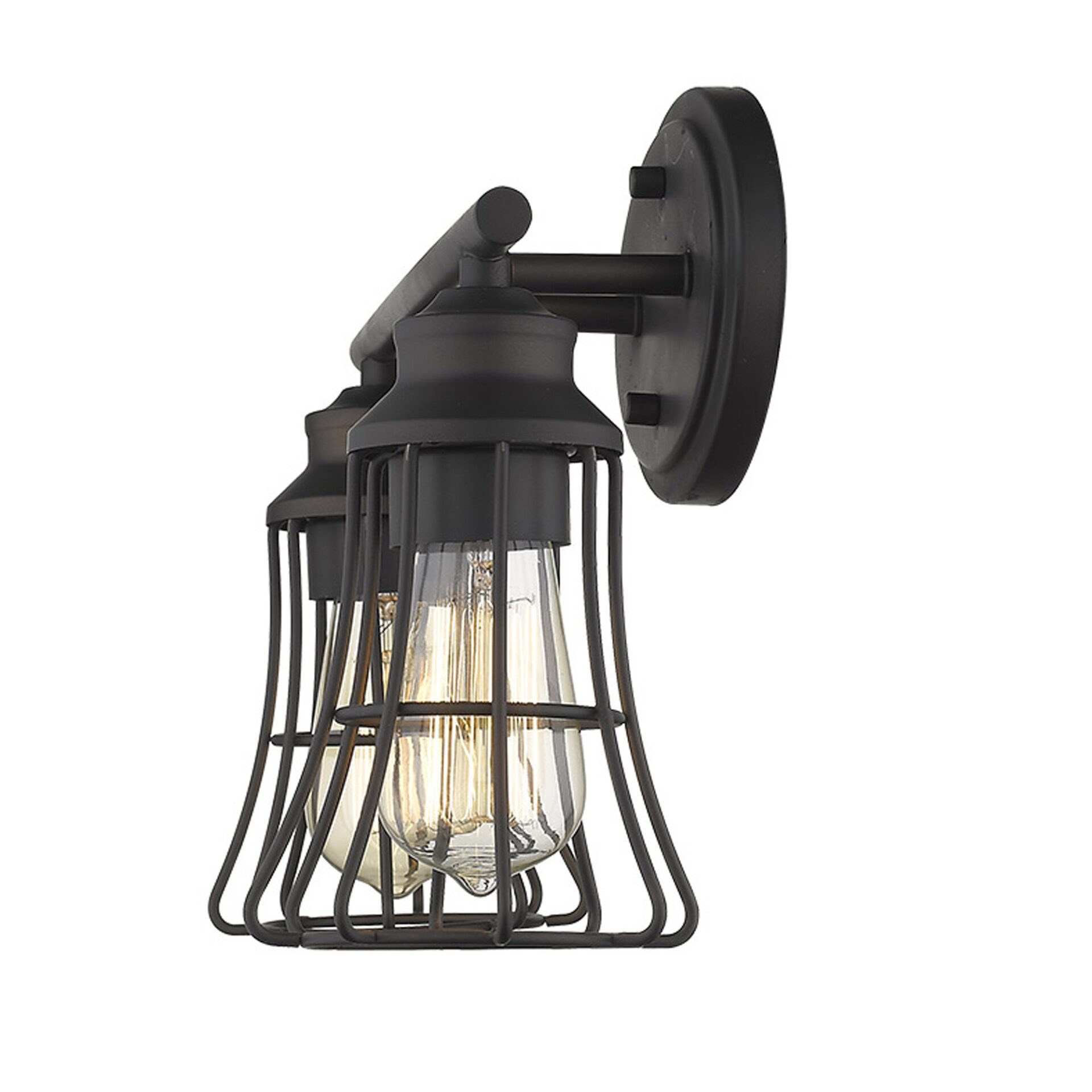 Vintage Bronze Industrial Cage Wall Sconce with Two Lights 2 Vintage Bronze Industrial Cage Wall Sconce with Two Lights - Image 2