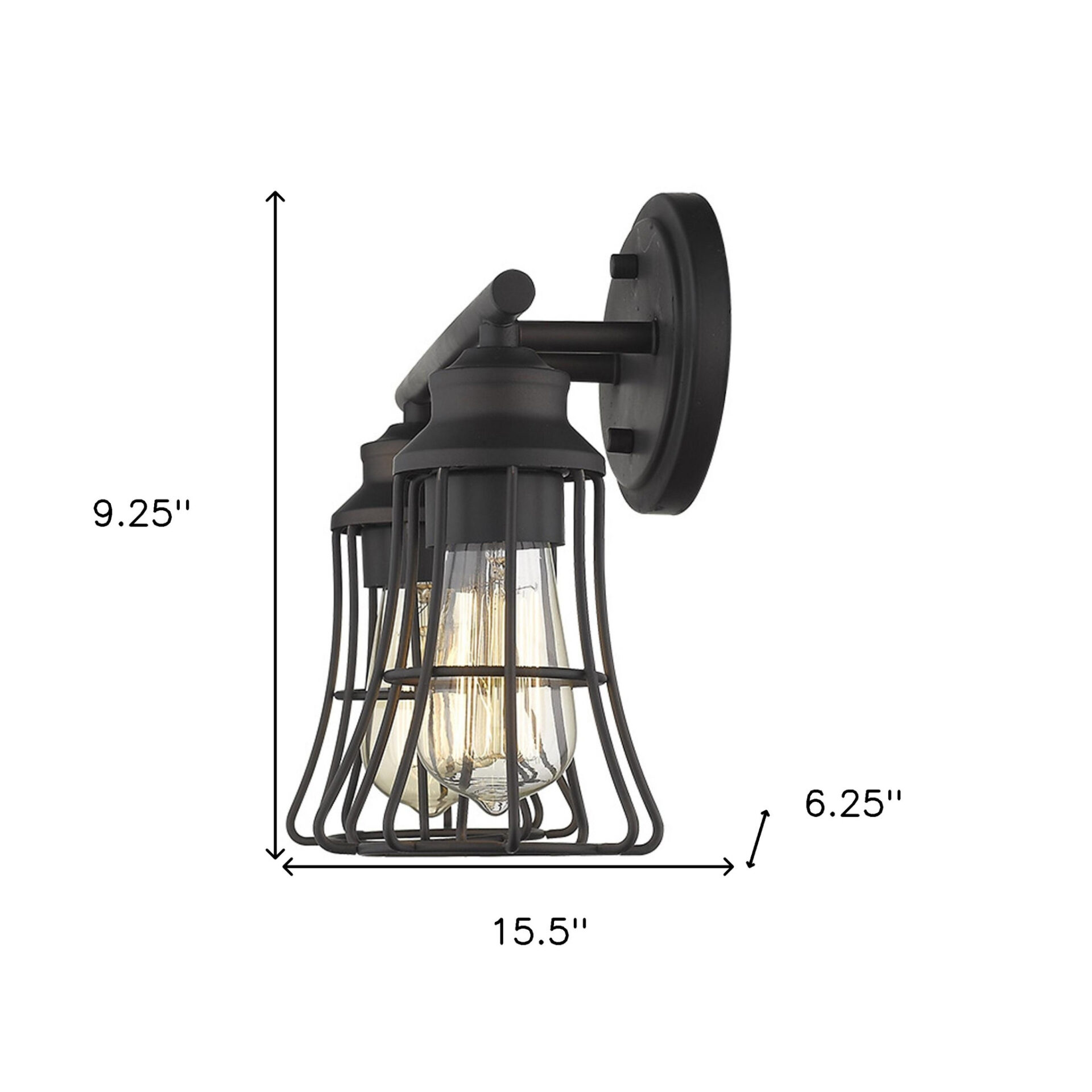Vintage Bronze Industrial Cage Wall Sconce with Two Lights 8 Vintage Bronze Industrial Cage Wall Sconce with Two Lights - Image 8