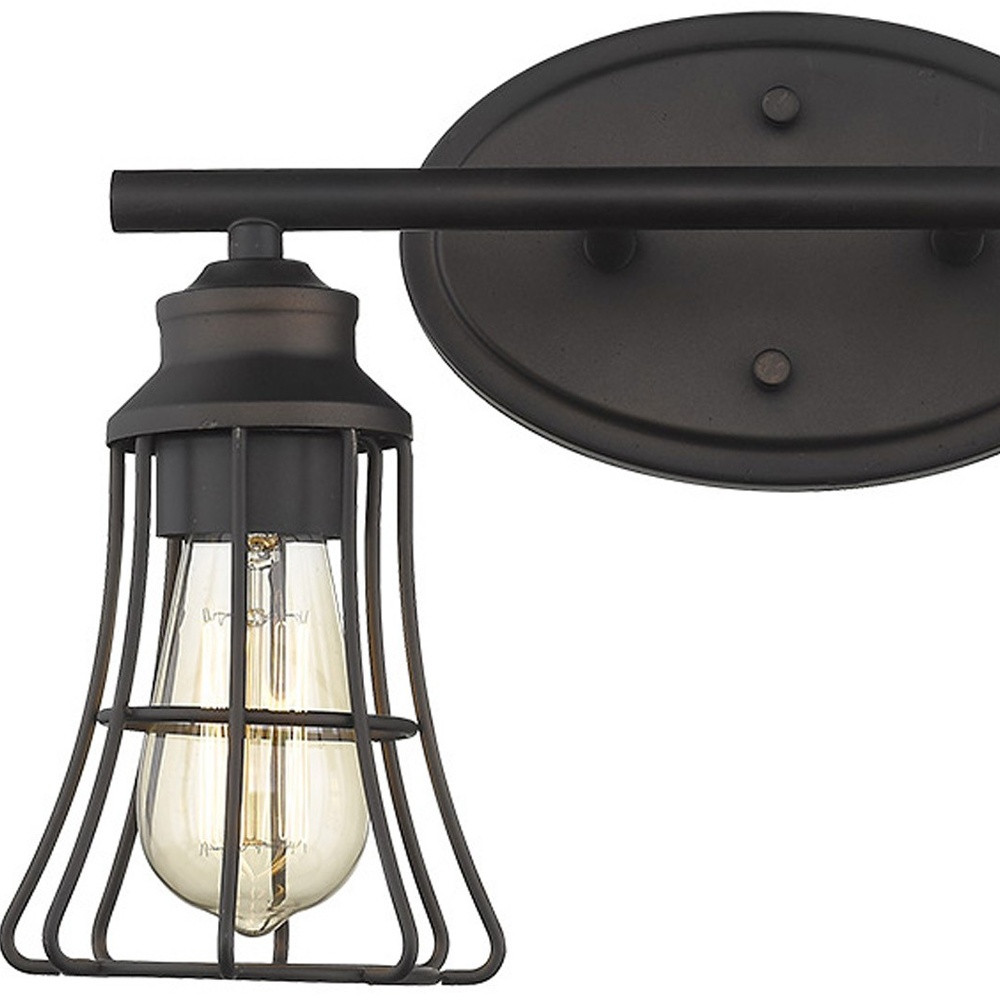 Vintage Bronze Industrial Cage Wall Sconce with Two Lights 7 Vintage Bronze Industrial Cage Wall Sconce with Two Lights - Image 7