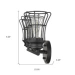 Three-Light Matte Black Industrial Cage Wall Sconce