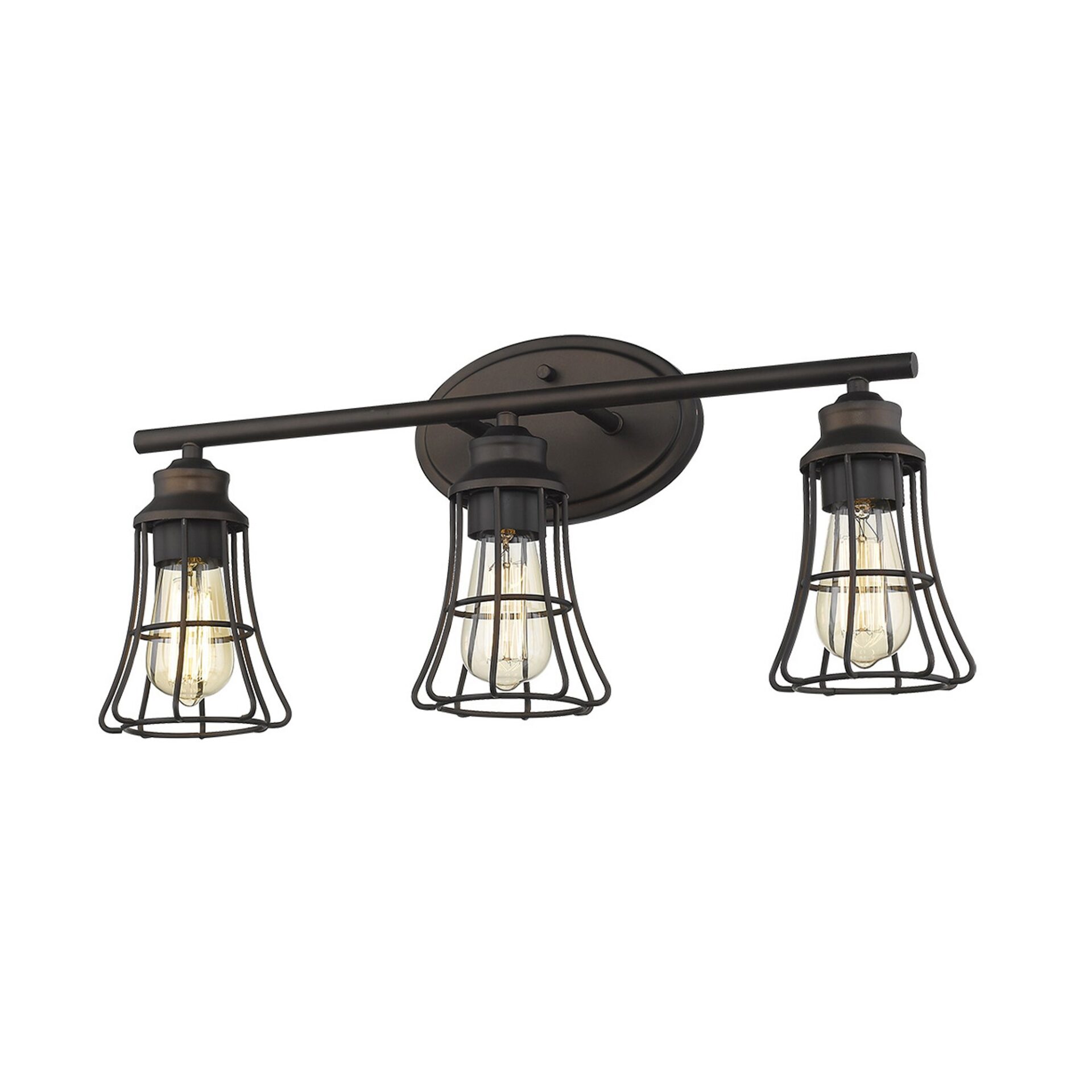 Three-Light Bronze Industrial Cage Wall Sconce, Vintage Style 3 Three-Light Bronze Industrial Cage Wall Sconce, Vintage Style - Image 3