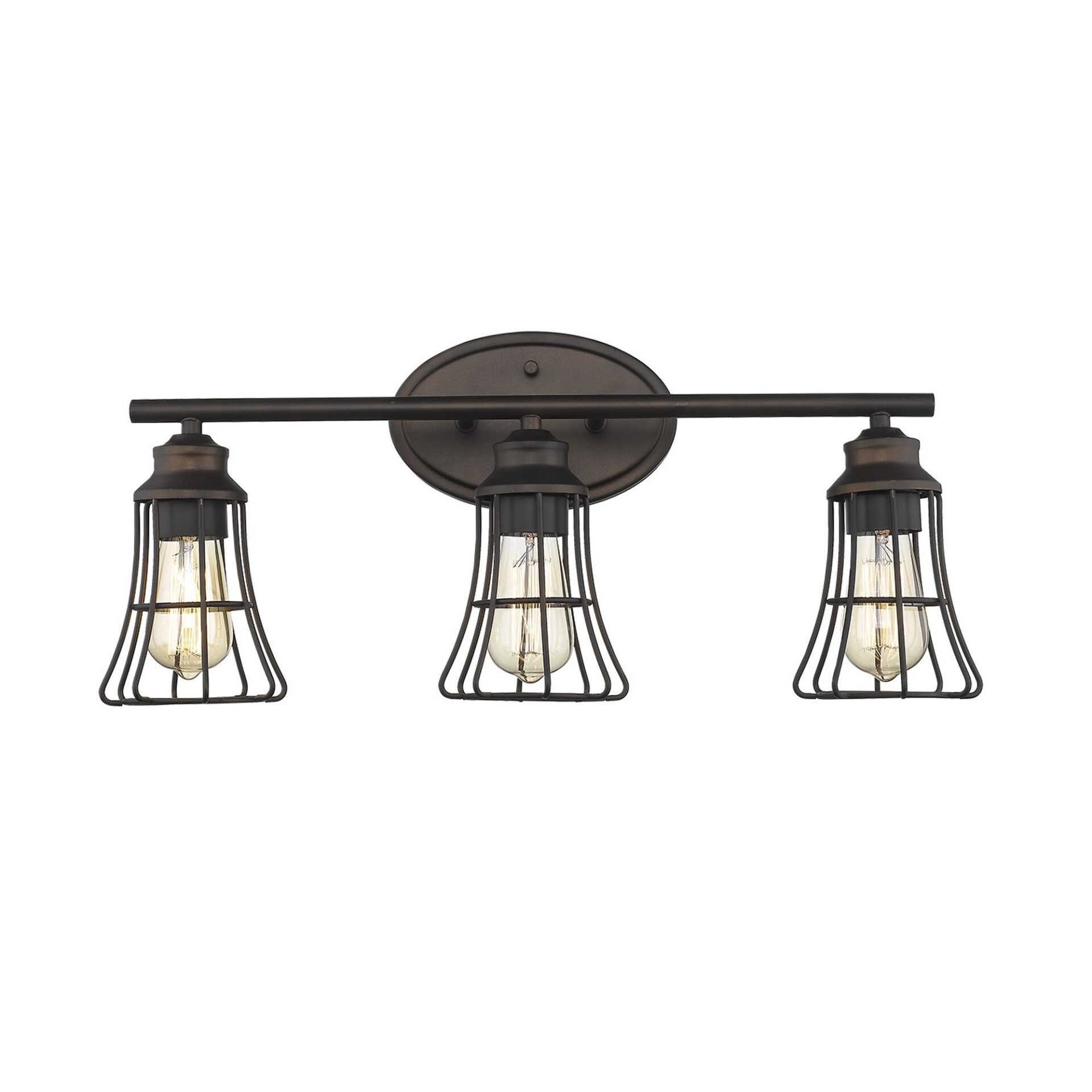 Three-Light Bronze Industrial Cage Wall Sconce, Vintage Style 2 Three-Light Bronze Industrial Cage Wall Sconce, Vintage Style - Image 2