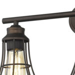 Three-Light Bronze Industrial Cage Wall Sconce, Vintage Style 11 Three-Light Bronze Industrial Cage Wall Sconce, Vintage Style