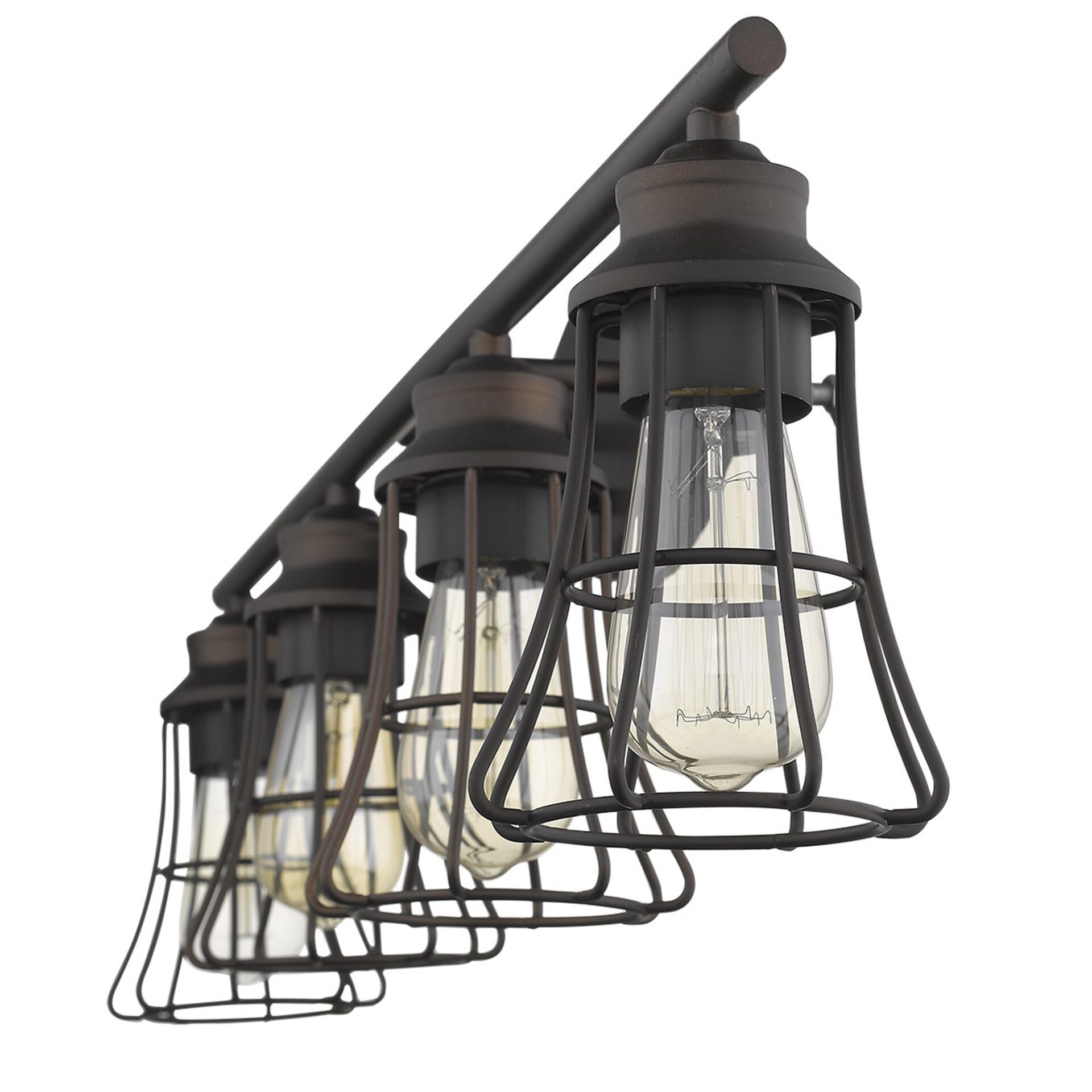 Piers 4-Light Oil-Rubbed Bronze Vanity with Cage Shades 1 Piers 4-Light Oil-Rubbed Bronze Vanity with Cage Shades