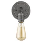 Industrial Textured Gray Sconce with Exposed Bulb and Rope Detail 8 Industrial Textured Gray Sconce with Exposed Bulb and Rope Detail