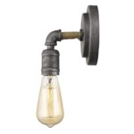 Industrial Textured Gray Sconce with Exposed Bulb and Rope Detail 9 Industrial Textured Gray Sconce with Exposed Bulb and Rope Detail