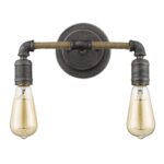 Two-Light Industrial Gray Wall Light with Exposed Bulbs 8 Two-Light Industrial Gray Wall Light with Exposed Bulbs