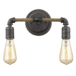 Two-Light Industrial Gray Wall Light with Exposed Bulbs 9 Two-Light Industrial Gray Wall Light with Exposed Bulbs