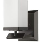 Bronze Frosted Glass Wall Sconce with Rectangular Shade 5 Bronze Frosted Glass Wall Sconce with Rectangular Shade