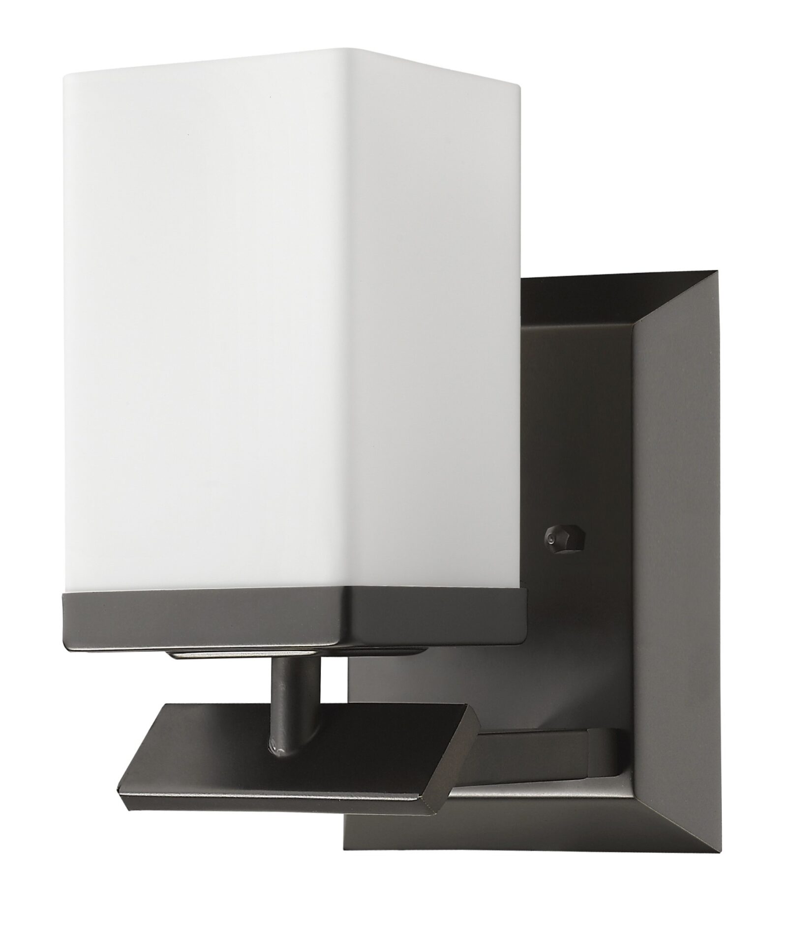 Bronze Frosted Glass Wall Sconce with Rectangular Shade 1 Bronze Frosted Glass Wall Sconce with Rectangular Shade