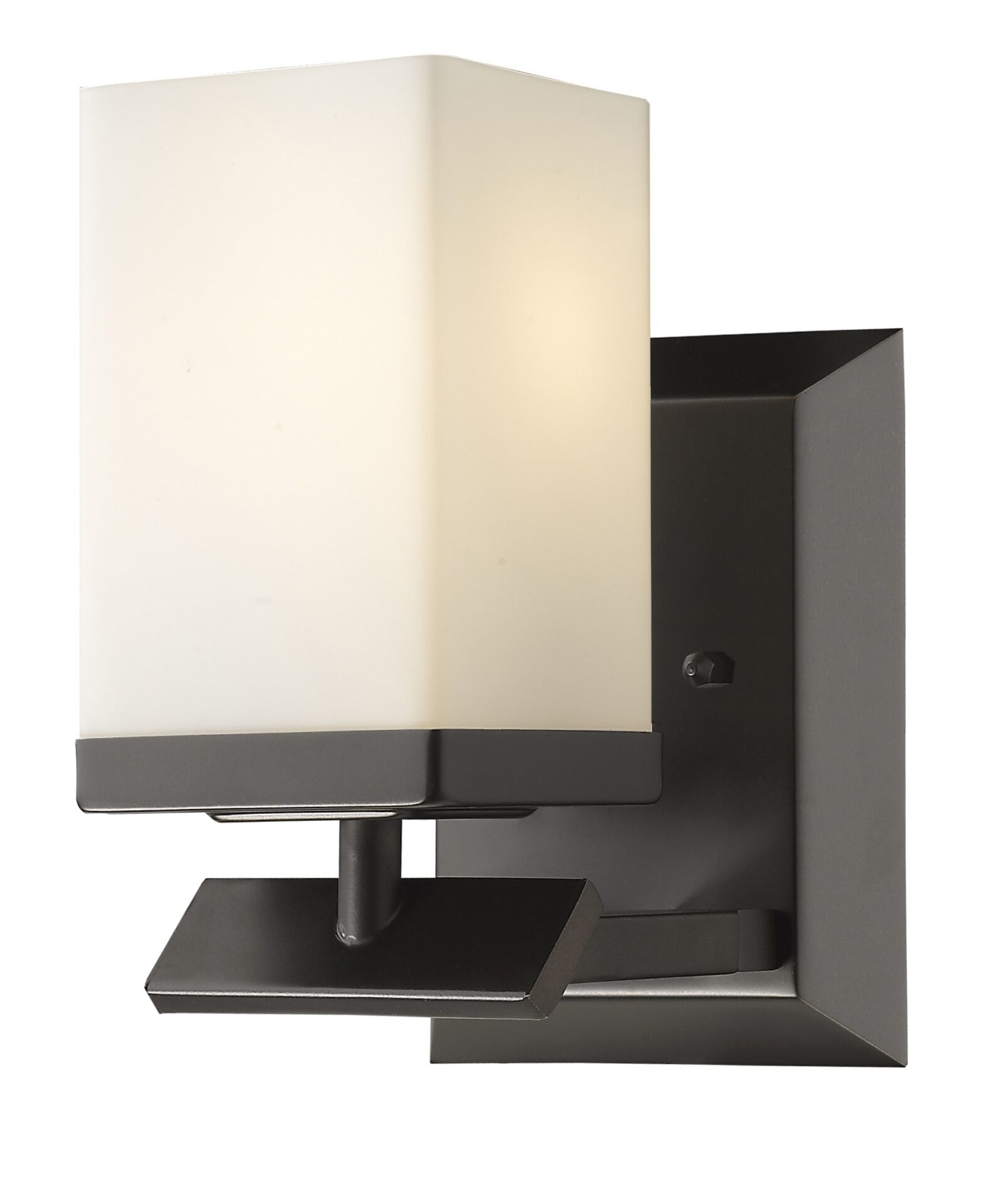 Bronze Frosted Glass Wall Sconce with Rectangular Shade 2 Bronze Frosted Glass Wall Sconce with Rectangular Shade - Image 2