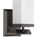 Bronze Frosted Glass Wall Sconce with Rectangular Shade 7 Bronze Frosted Glass Wall Sconce with Rectangular Shade