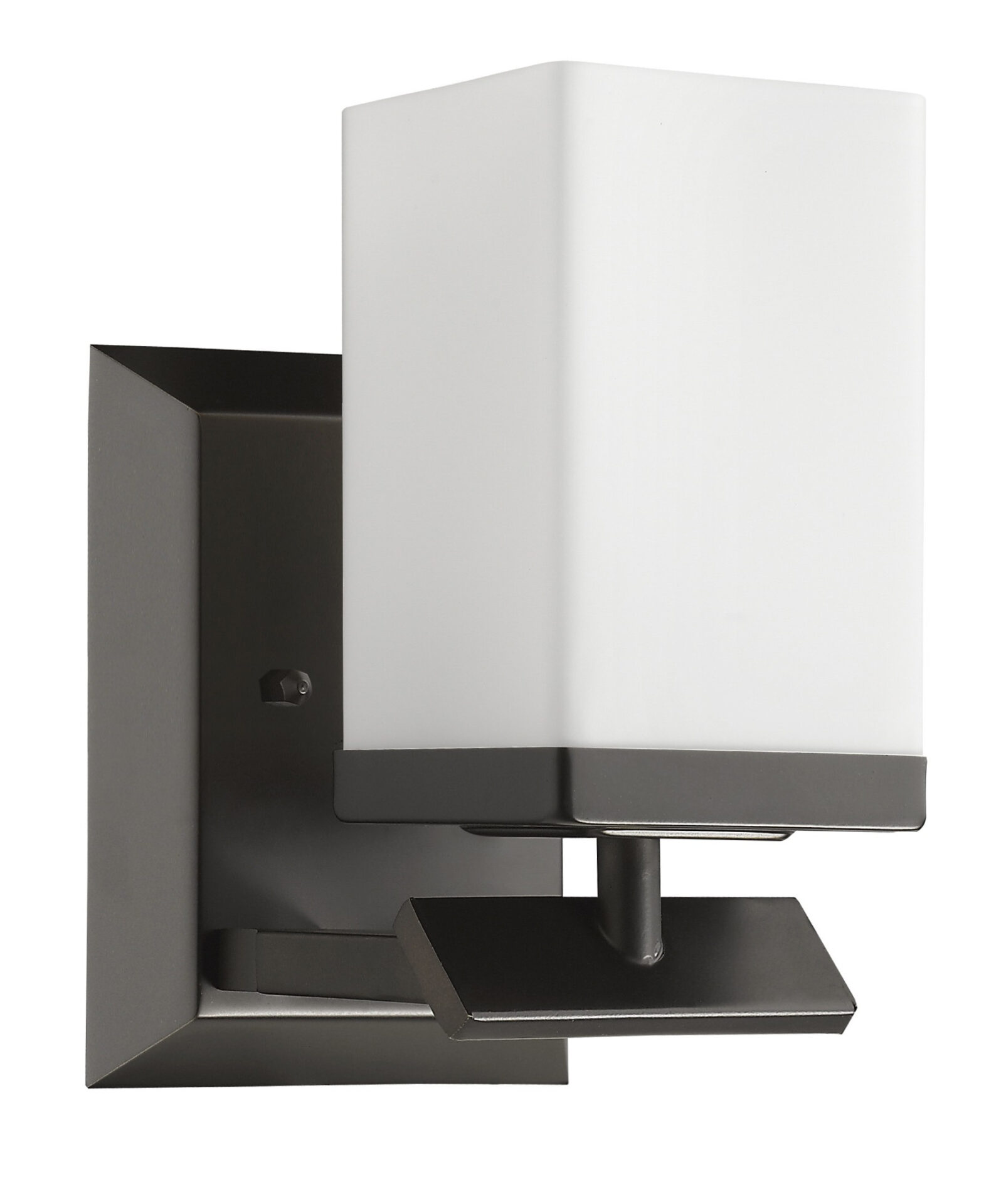 Bronze Frosted Glass Wall Sconce with Rectangular Shade 3 Bronze Frosted Glass Wall Sconce with Rectangular Shade - Image 3