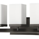 Three-Light Bronze Frosted Glass Wall Sconce with Rectangular Shades