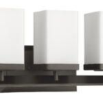 Three-Light Bronze Frosted Glass Wall Sconce with Rectangular Shades