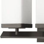 Three-Light Bronze Frosted Glass Wall Sconce with Rectangular Shades