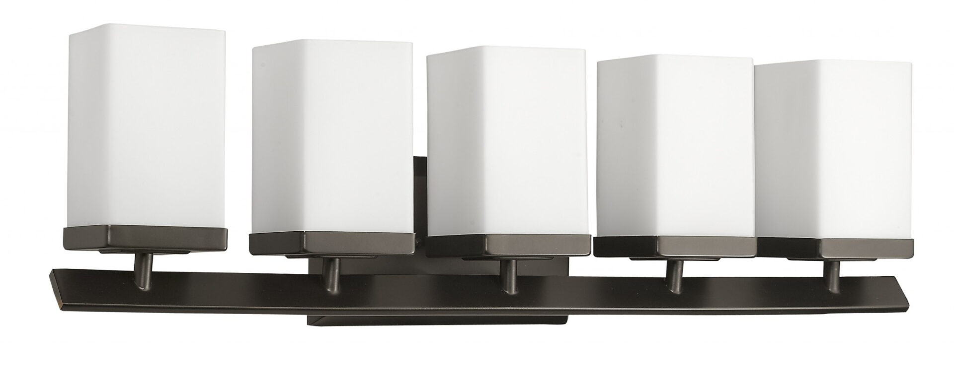 5-Light Oil-Rubbed Bronze Vanity Light With Etched Glass Shades 2 5-Light Oil-Rubbed Bronze Vanity Light With Etched Glass Shades - Image 2
